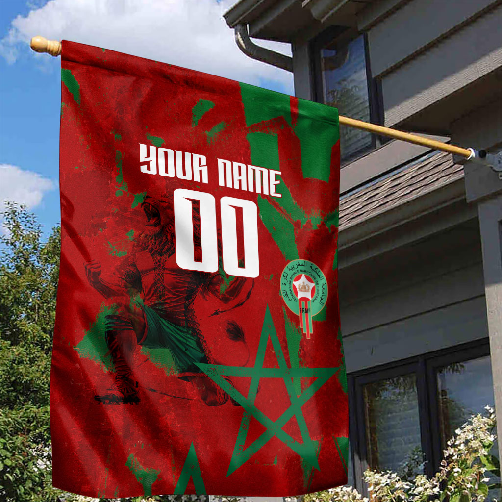 Personalized Morocco Football Garden Flag Atlas Lion Grunge Star Mascot