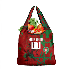 Personalized Morocco Football Grocery Bag Atlas Lion Grunge Star Mascot