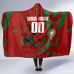 Personalized Morocco Football Hooded Blanket Atlas Lion Grunge Star Mascot