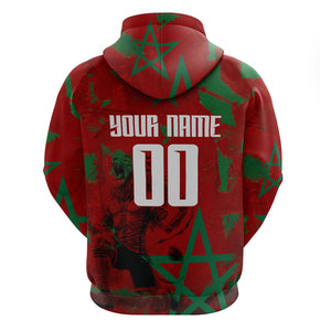 Personalized Morocco Football Hoodie Atlas Lion Grunge Star Mascot