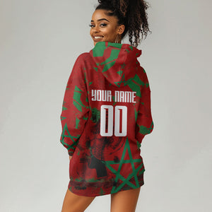 Personalized Morocco Football Hoodie Dress Atlas Lion Grunge Star Mascot
