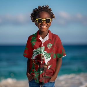 Personalized Morocco Football Kid Hawaiian Shirt Atlas Lion Grunge Star Mascot
