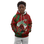 Personalized Morocco Football Kid Hoodie Atlas Lion Grunge Star Mascot