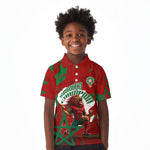Personalized Morocco Football Kid Polo Shirt Atlas Lion Grunge Star Mascot