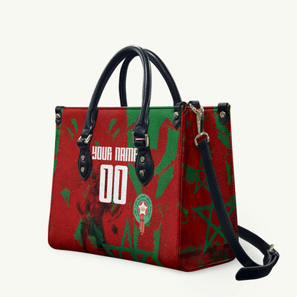 Personalized Morocco Football Leather Bag Atlas Lion Grunge Star Mascot