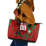 Personalized Morocco Football Leather Tote Bag Atlas Lion Grunge Star Mascot