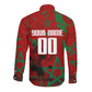 Personalized Morocco Football Long Sleeve Button Shirt Atlas Lion Grunge Star Mascot