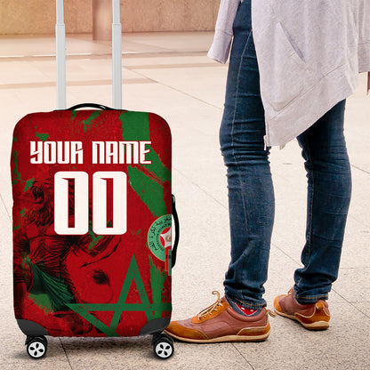 Personalized Morocco Football Luggage Cover Atlas Lion Grunge Star Mascot