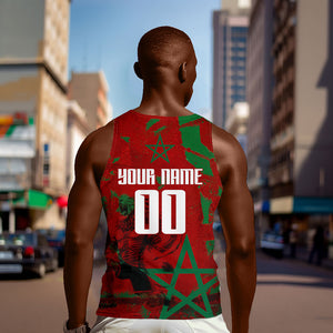 Personalized Morocco Football Men Tank Top Atlas Lion Grunge Star Mascot