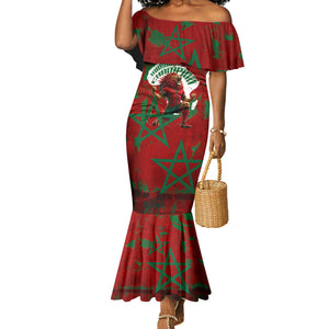 Personalized Morocco Football Mermaid Dress Atlas Lion Grunge Star Mascot