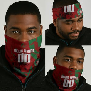 Personalized Morocco Football Neck Gaiter Atlas Lion Grunge Star Mascot