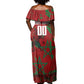 Personalized Morocco Football Off Shoulder Maxi Dress Atlas Lion Grunge Star Mascot