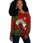 Personalized Morocco Football Off Shoulder Sweater Atlas Lion Grunge Star Mascot