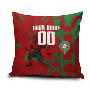 Personalized Morocco Football Pillow Cover Atlas Lion Grunge Star Mascot