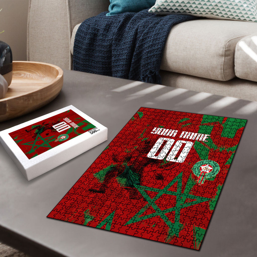 Personalized Morocco Football Puzzle Atlas Lion Grunge Star Mascot