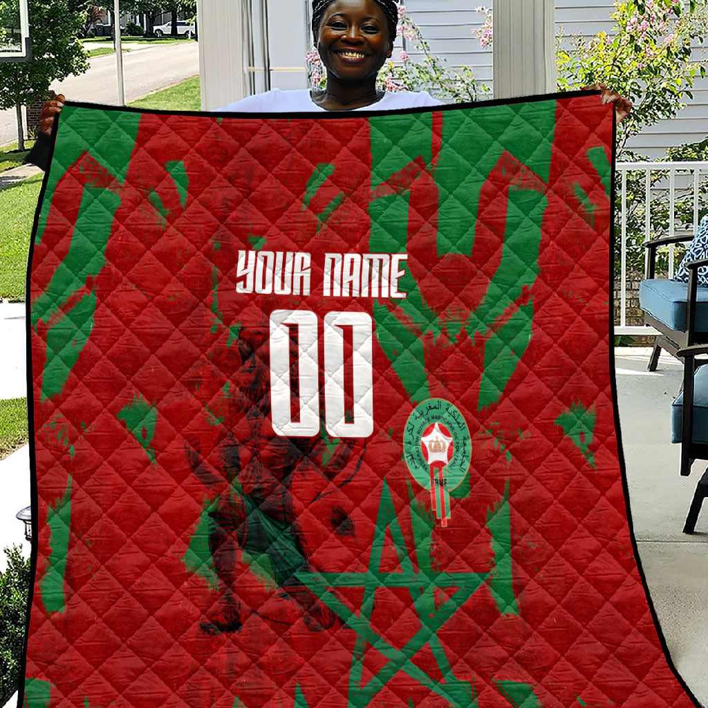 Personalized Morocco Football Quilt Atlas Lion Grunge Star Mascot