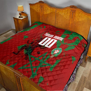Personalized Morocco Football Quilt Atlas Lion Grunge Star Mascot
