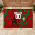 Personalized Morocco Football Rubber Doormat Atlas Lion Grunge Star Mascot