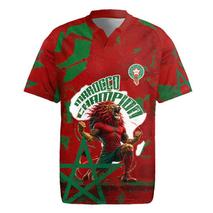 Personalized Morocco Football Rugby Jersey Atlas Lion Grunge Star Mascot