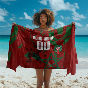 Personalized Morocco Football Sarong Atlas Lion Grunge Star Mascot