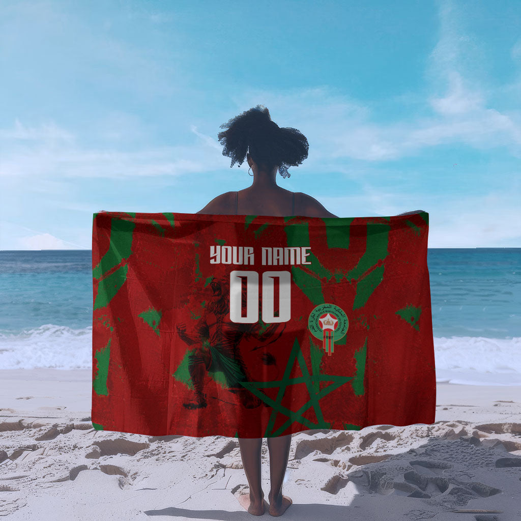 Personalized Morocco Football Sarong Atlas Lion Grunge Star Mascot