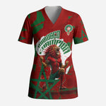 Personalized Morocco Football Scrub Top Atlas Lion Grunge Star Mascot