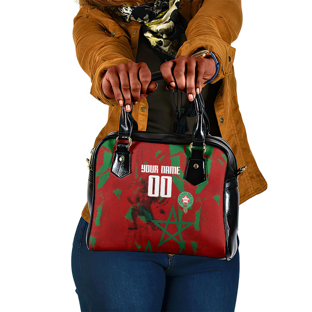 Personalized Morocco Football Shoulder Handbag Atlas Lion Grunge Star Mascot