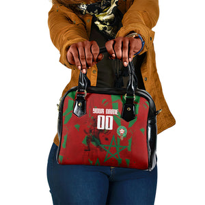 Personalized Morocco Football Shoulder Handbag Atlas Lion Grunge Star Mascot