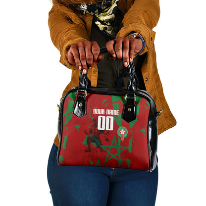 Personalized Morocco Football Shoulder Handbag Atlas Lion Grunge Star Mascot
