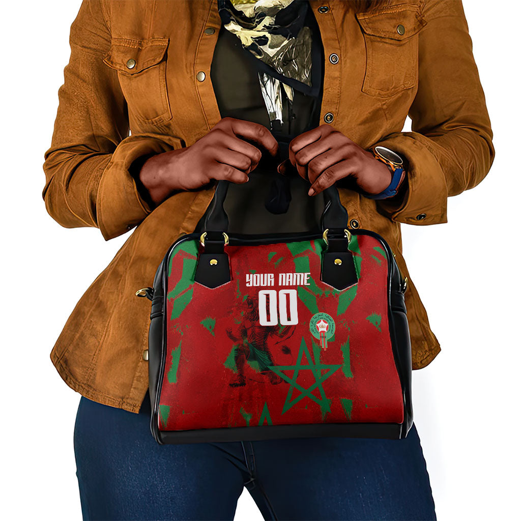Personalized Morocco Football Shoulder Handbag Atlas Lion Grunge Star Mascot