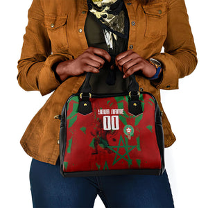 Personalized Morocco Football Shoulder Handbag Atlas Lion Grunge Star Mascot