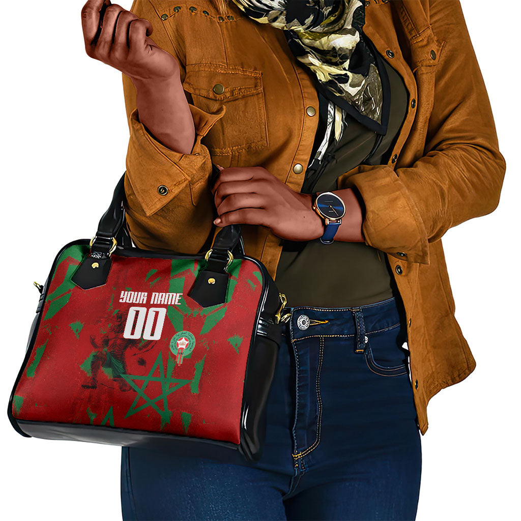 Personalized Morocco Football Shoulder Handbag Atlas Lion Grunge Star Mascot
