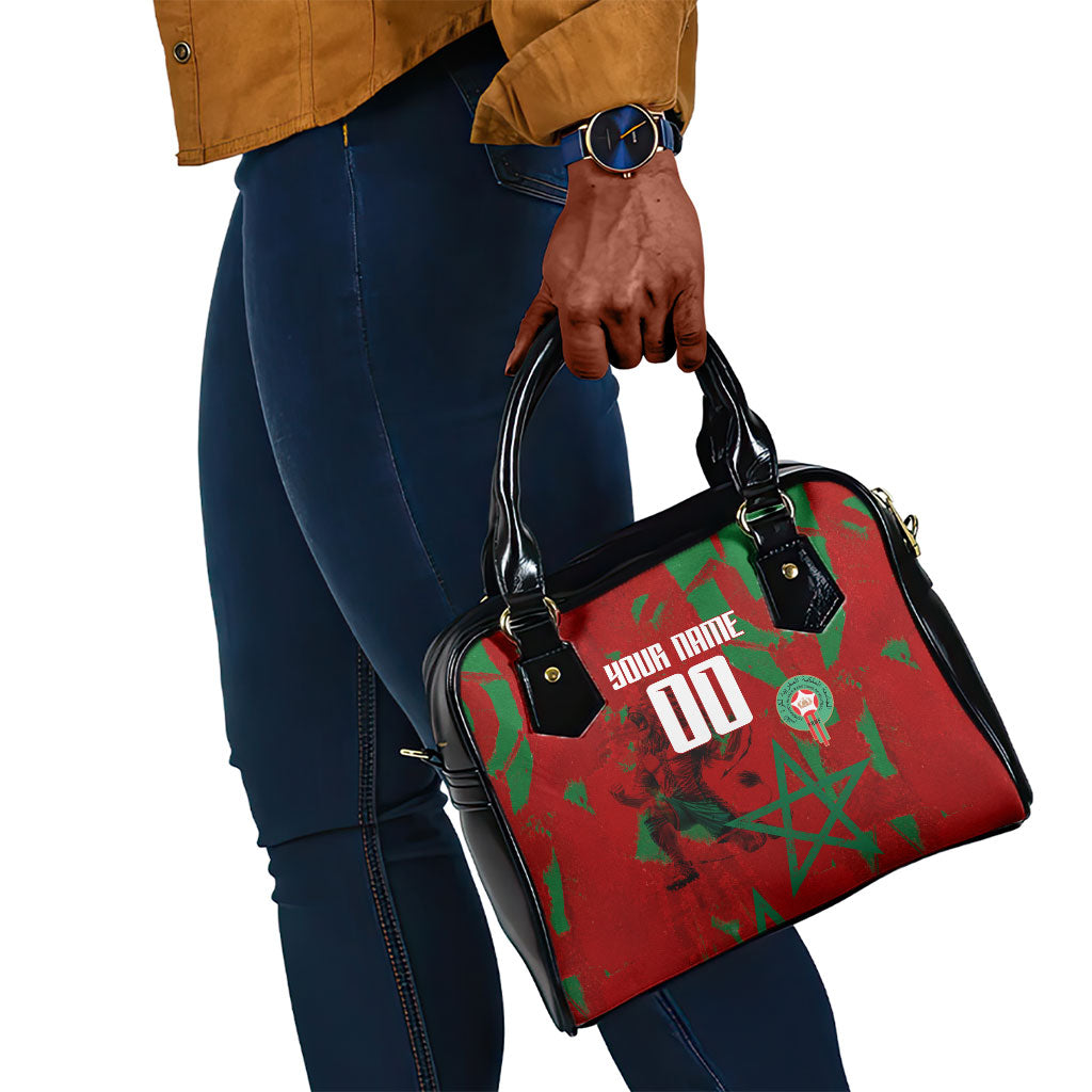 Personalized Morocco Football Shoulder Handbag Atlas Lion Grunge Star Mascot