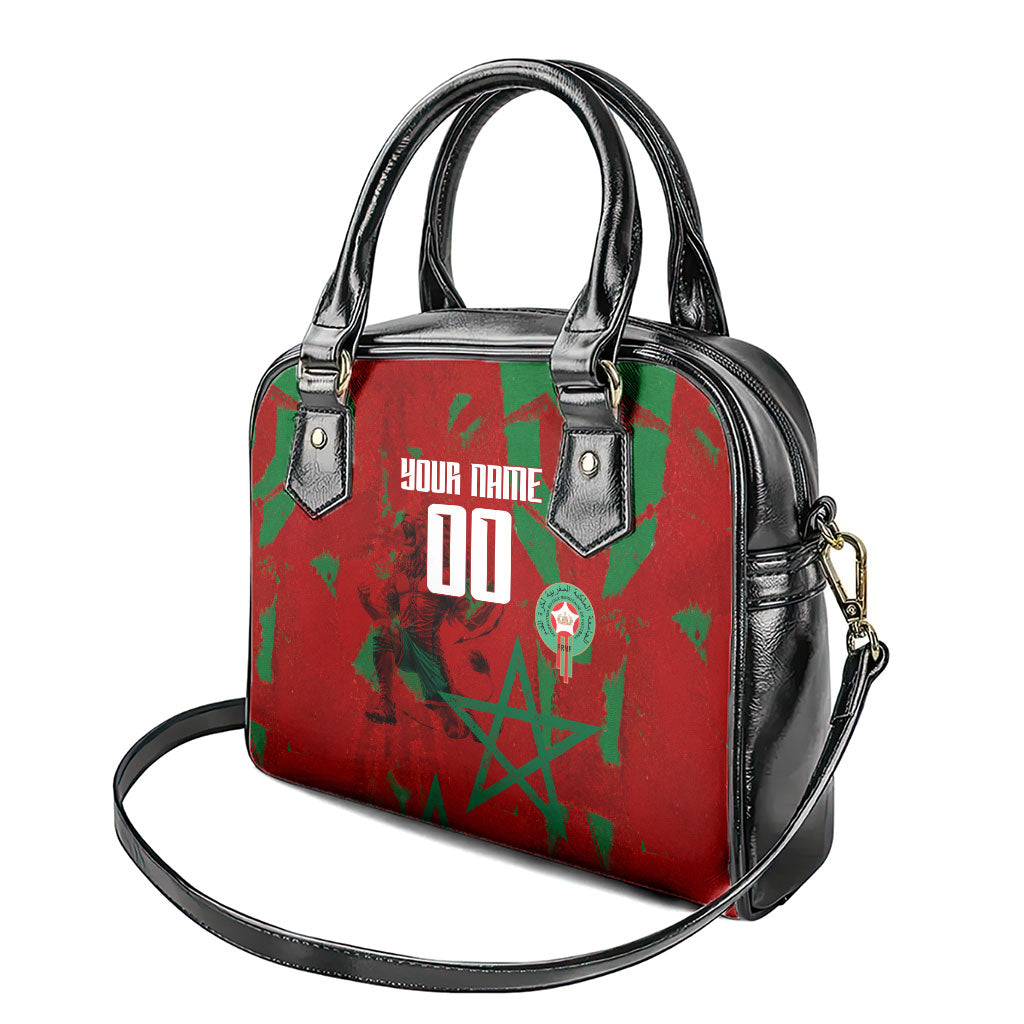 Personalized Morocco Football Shoulder Handbag Atlas Lion Grunge Star Mascot