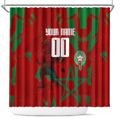 Personalized Morocco Football Shower Curtain Atlas Lion Grunge Star Mascot