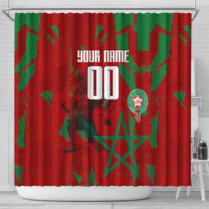 Personalized Morocco Football Shower Curtain Atlas Lion Grunge Star Mascot