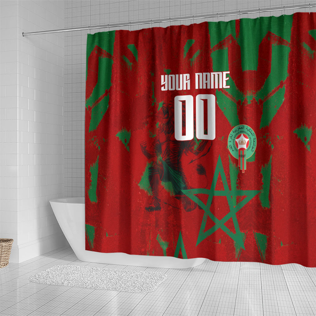 Personalized Morocco Football Shower Curtain Atlas Lion Grunge Star Mascot