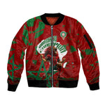 Personalized Morocco Football Sleeve Zip Bomber Jacket Atlas Lion Grunge Star Mascot