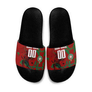 Personalized Morocco Football Slide Sandals Atlas Lion Grunge Star Mascot