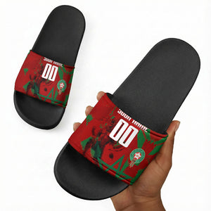 Personalized Morocco Football Slide Sandals Atlas Lion Grunge Star Mascot