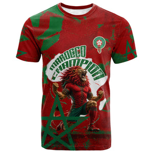 Personalized Morocco Football T shirt Atlas Lion Grunge Star Mascot