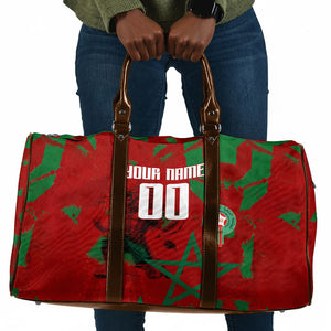 Personalized Morocco Football Travel Bag Atlas Lion Grunge Star Mascot