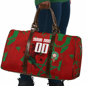 Personalized Morocco Football Travel Bag Atlas Lion Grunge Star Mascot