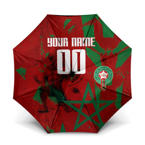 Personalized Morocco Football Umbrella Atlas Lion Grunge Star Mascot