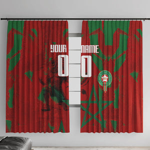 Personalized Morocco Football Window Curtain Atlas Lion Grunge Star Mascot