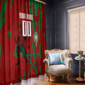Personalized Morocco Football Window Curtain Atlas Lion Grunge Star Mascot