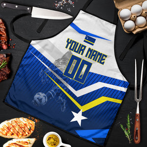 Personalized Curacao Football Marlin Mascot Apron Caribbean Flag Colors Geometric Blue