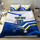 Personalized Curacao Football Marlin Mascot Bedding Set Caribbean Flag Colors Geometric Blue