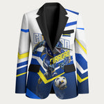 Personalized Curacao Football Marlin Mascot Blazer Caribbean Flag Colors Geometric Blue