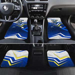 Personalized Curacao Football Marlin Mascot Car Mats Caribbean Flag Colors Geometric Blue